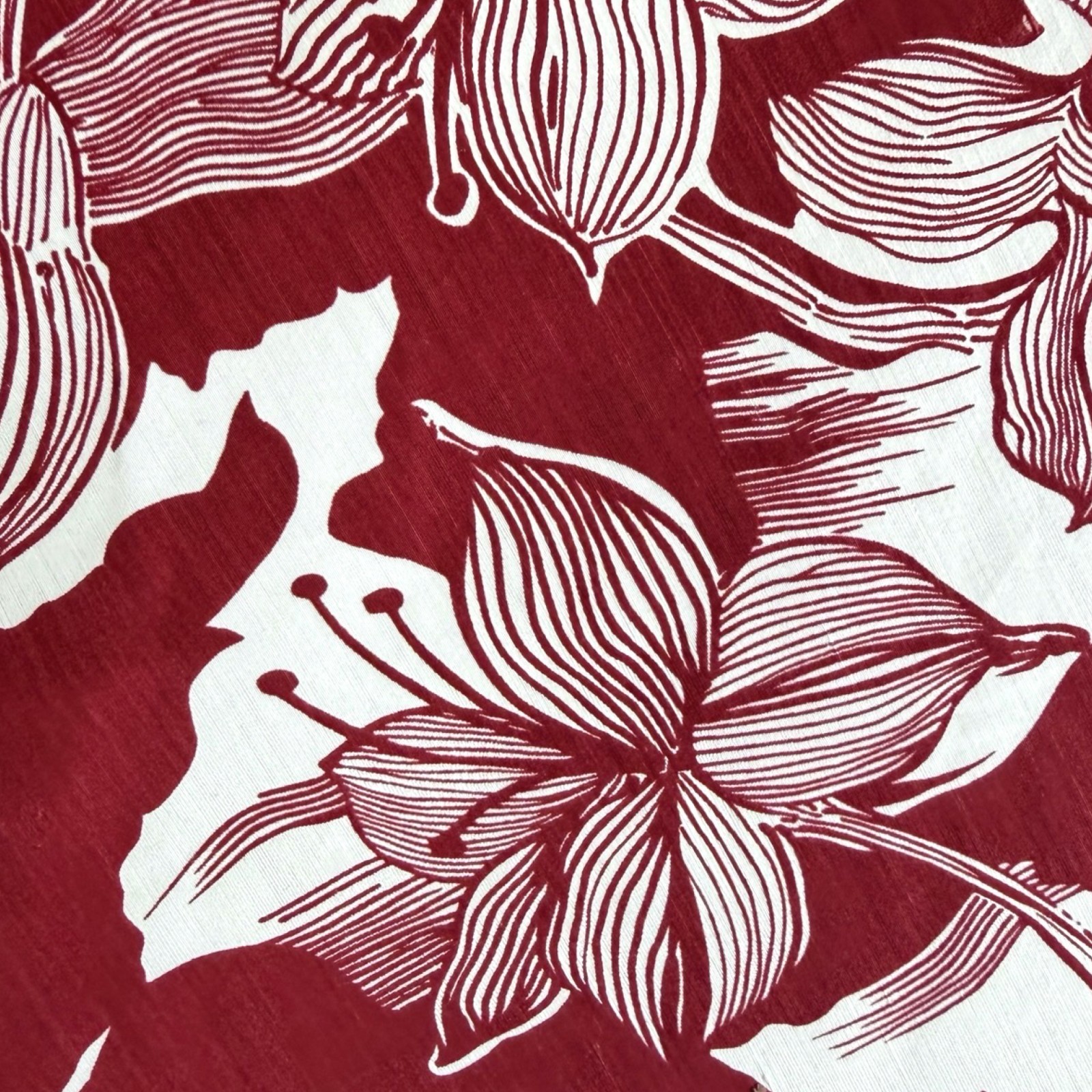 Vintage Silk/Linen Floral Print Skirt Size Small (6P) 26″ Waist A-Line Red/White