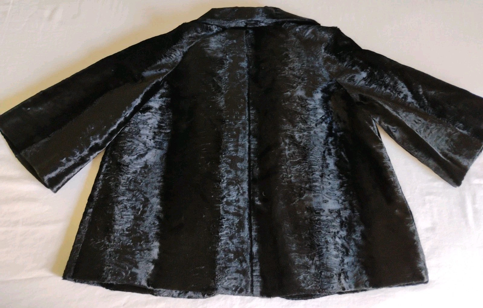 Elliott Lauren Jacket Blazer Coat Women’s Black Faux Fur MCM Mod Glam 6 USA EUC