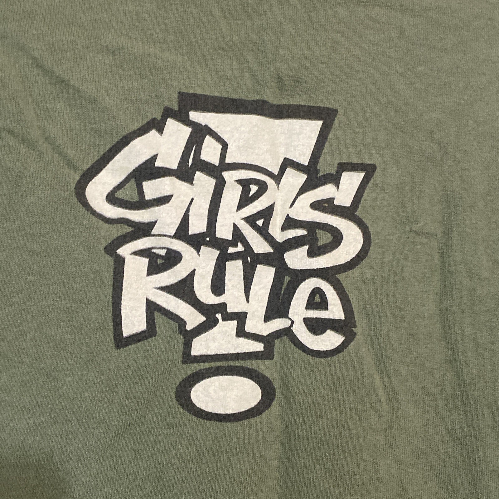 VTG Women’s 90s Girls Rule! Betty Boop Military / Camo Girl T Shirt / Tee Sz L