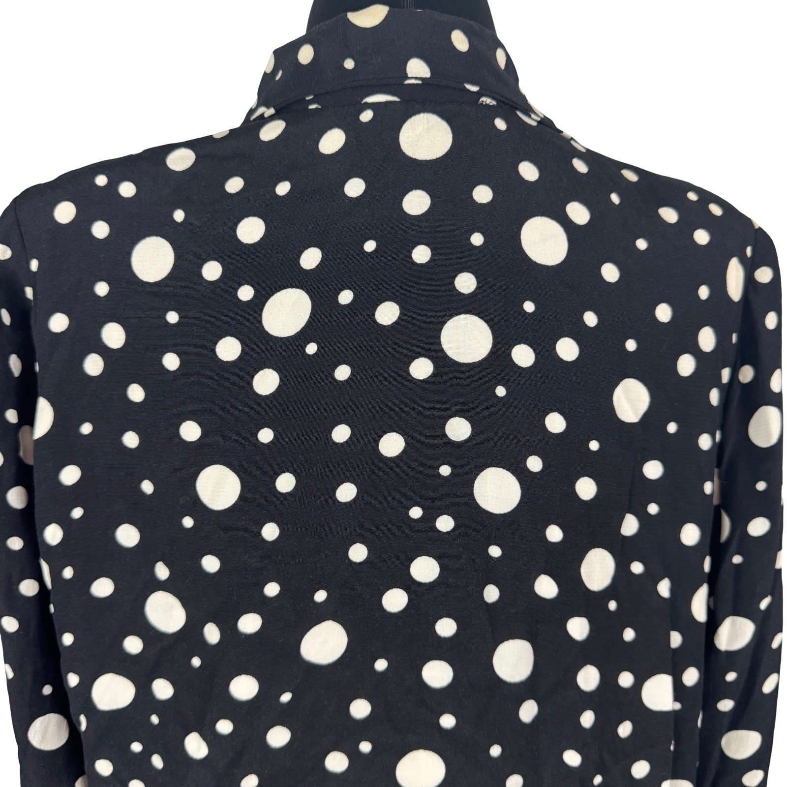 Vintage 80s Black White Polka Dot Blouse Pinup Rockabilly Peplum Retro XL 1X Top