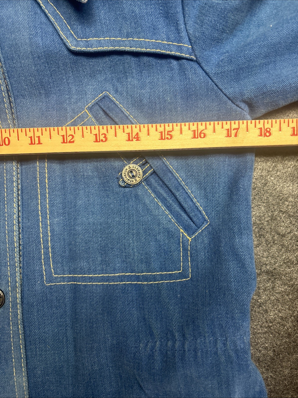 70s Brush Denim Womens Button Front Belted Jacket Blue Kemington Express