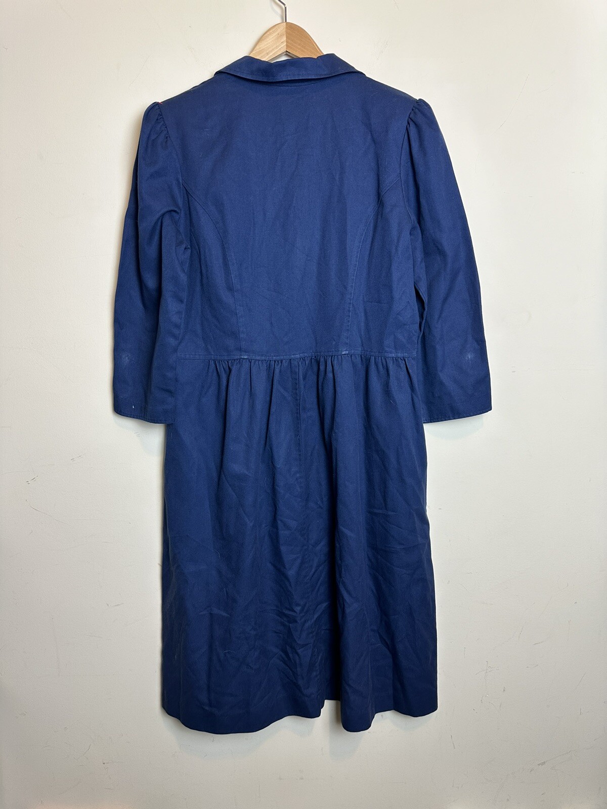 Vintage Action Line Women’s Nurses Dress Round Collar Button Up Padded Shoulders