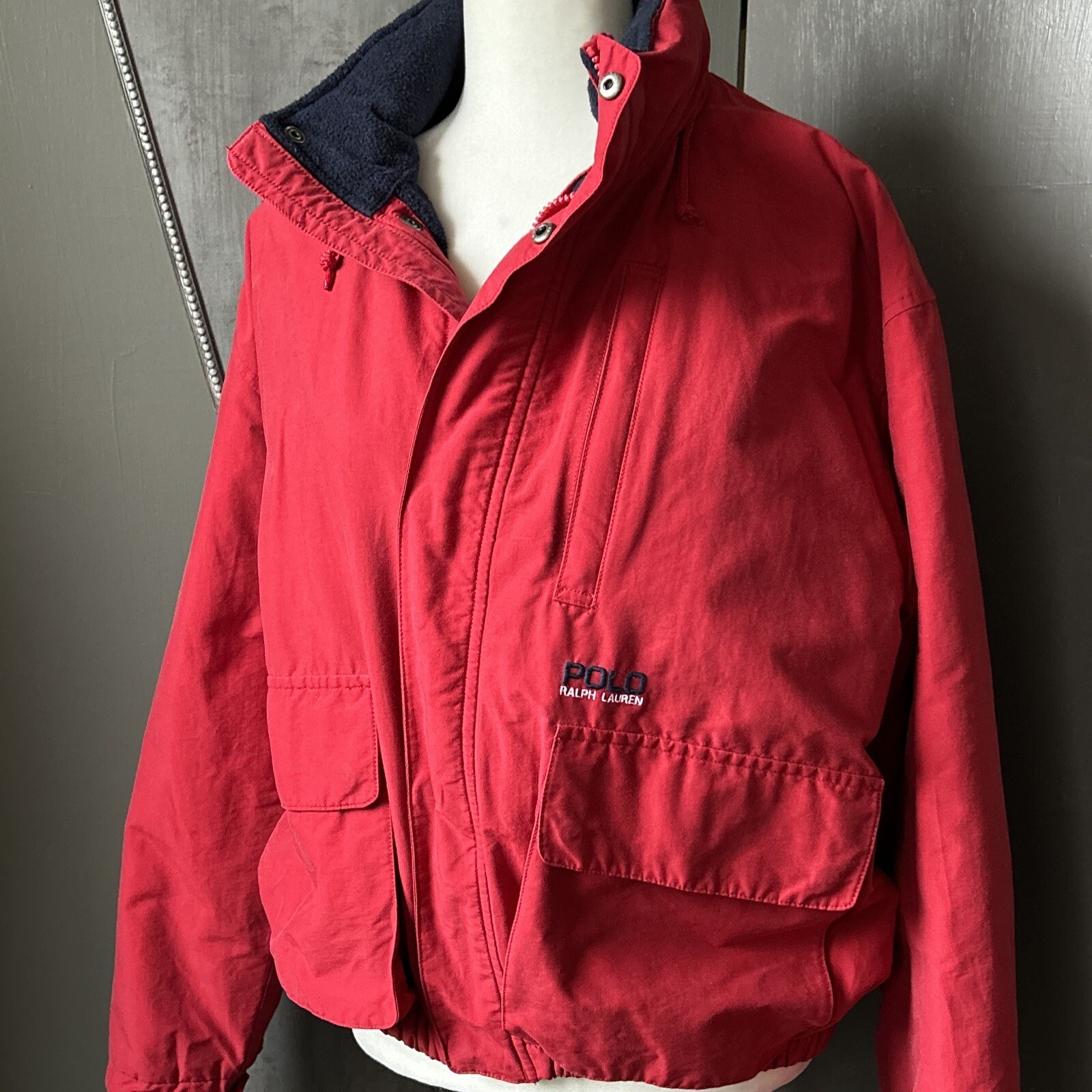 Ladies Ralph Lauren vintage Polo Jacket Red MED Elastic Waist Classic style EUC