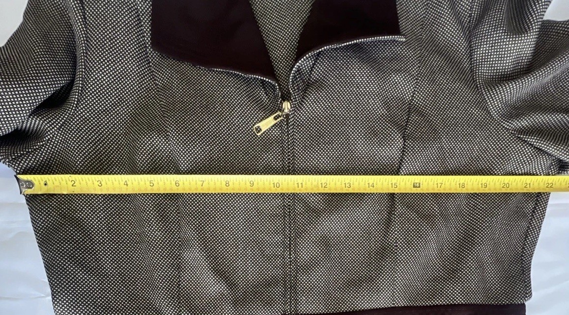 Vtg Studio I Brown Jacket Women’s Plus Sz 18 Zip Front Collared Textured Blazer