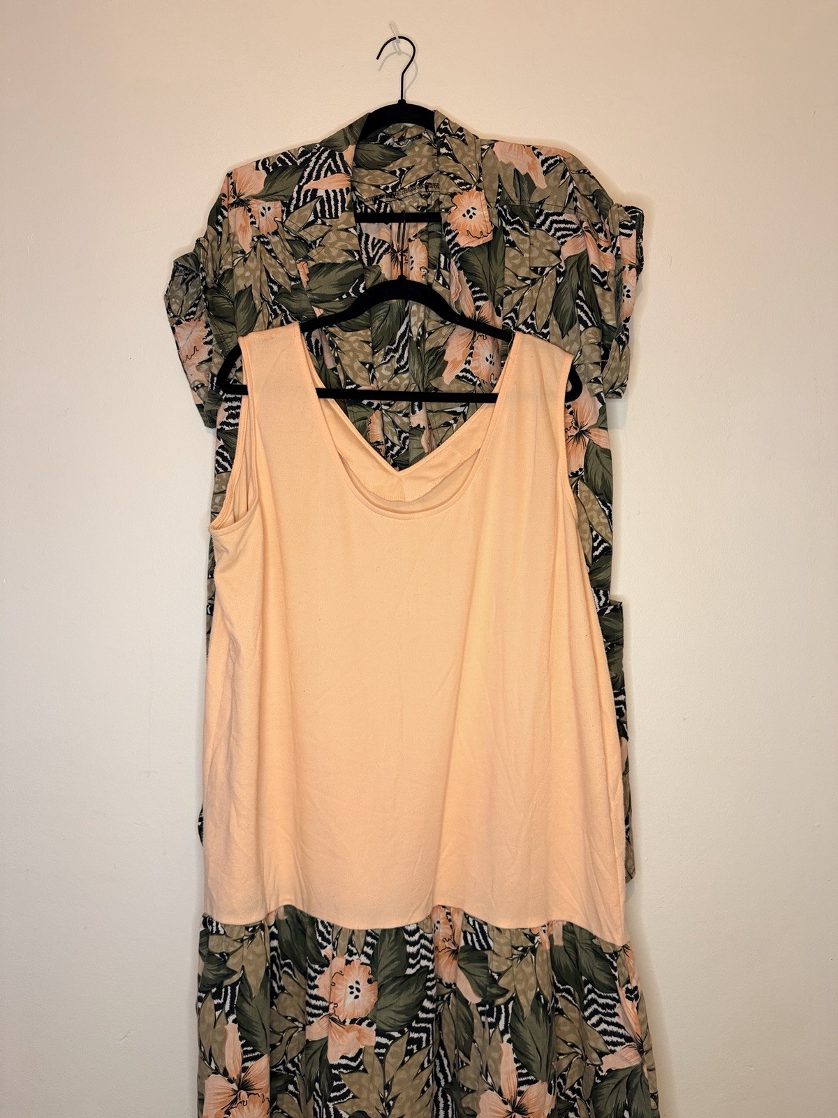 Vintage TABBY of California Dress Set Floral Dress & Long Shirt Overlay XL