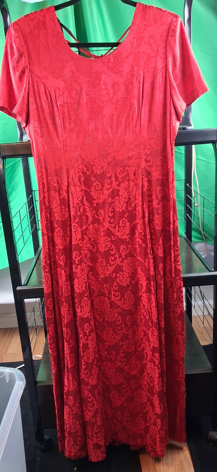 Bruno Red Vintage 90s Y2K, 100% Rayon, Babydoll, Whimsigoth, sz 14 Midi Dress