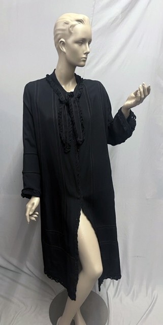 #25-010, 1910’s – 1920’s Black Crepe Coat- Amazing Details