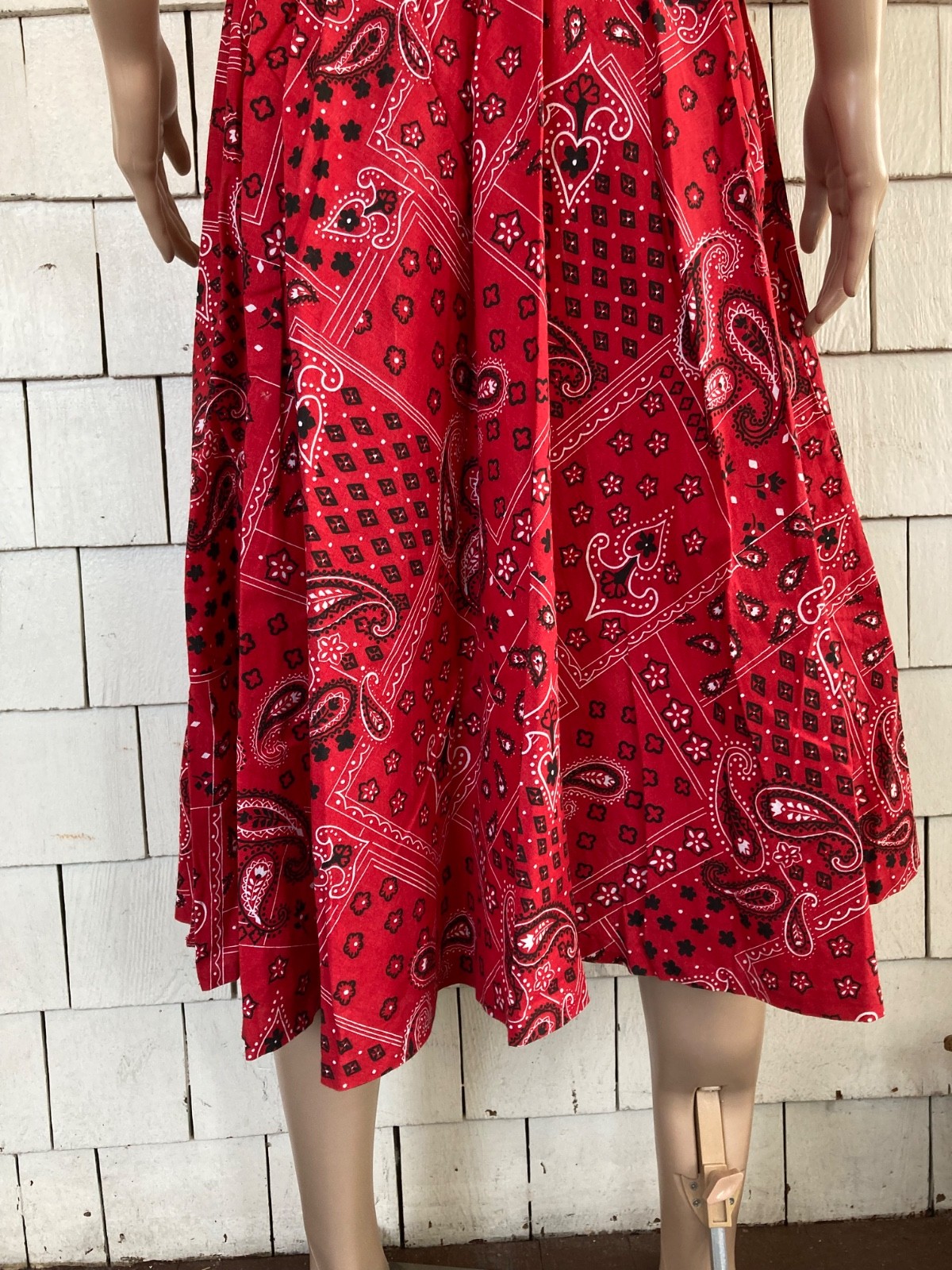 Vintage Boho Cottagecore 1960s-70s Bandana Print Summer Dress Size Small