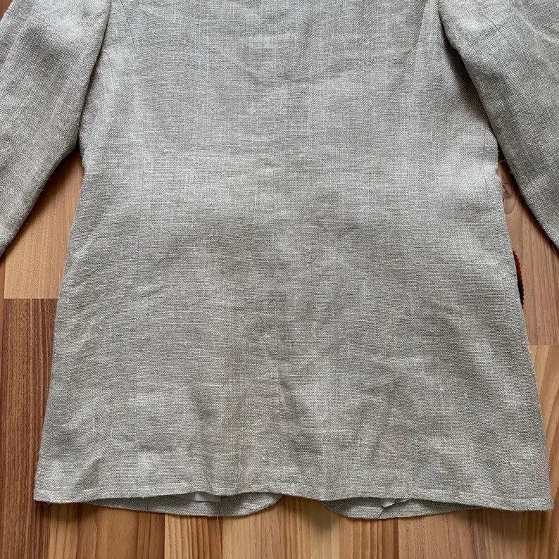 1980s Vintage Linen Blazer Novelty Bavarian Folk Trachten Jacket Retro EU 40