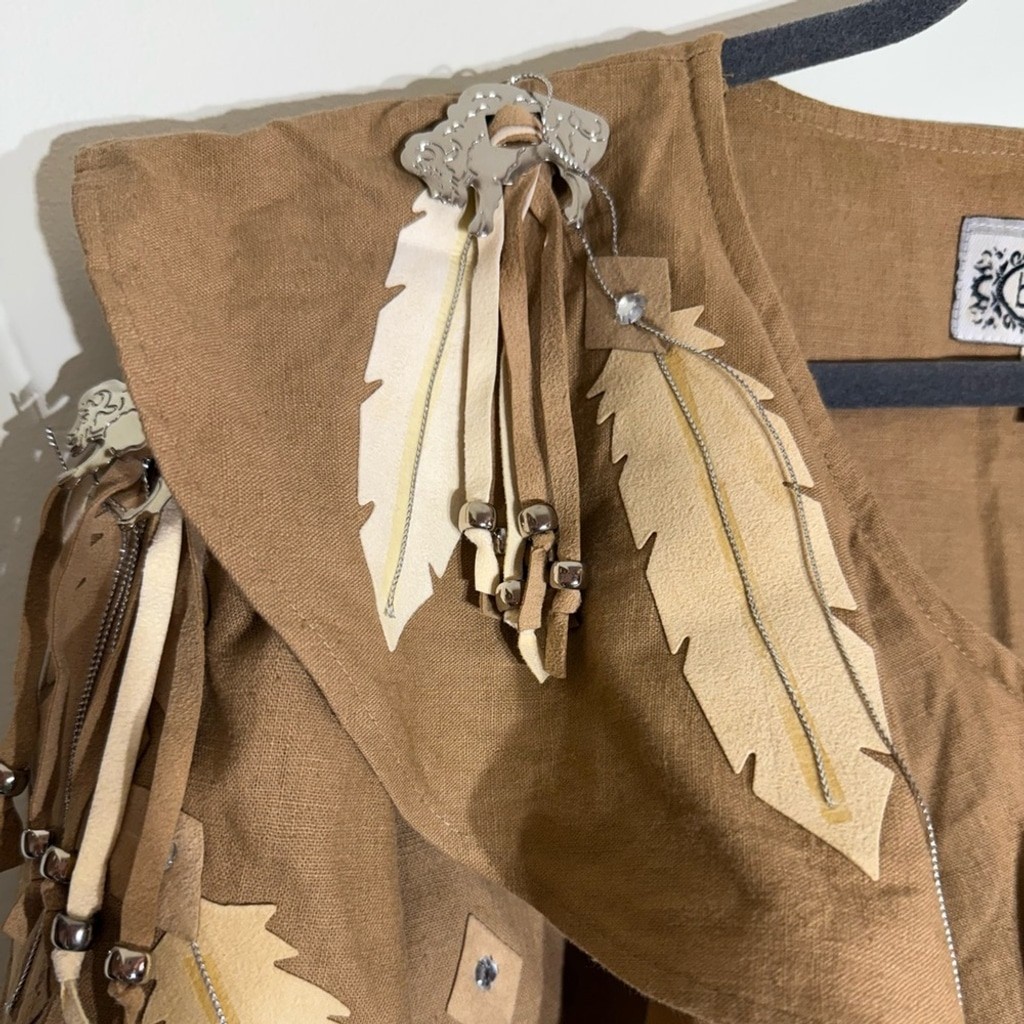 Vintage Bonjour Feather Embellished Blouse Native American Buffalo Western