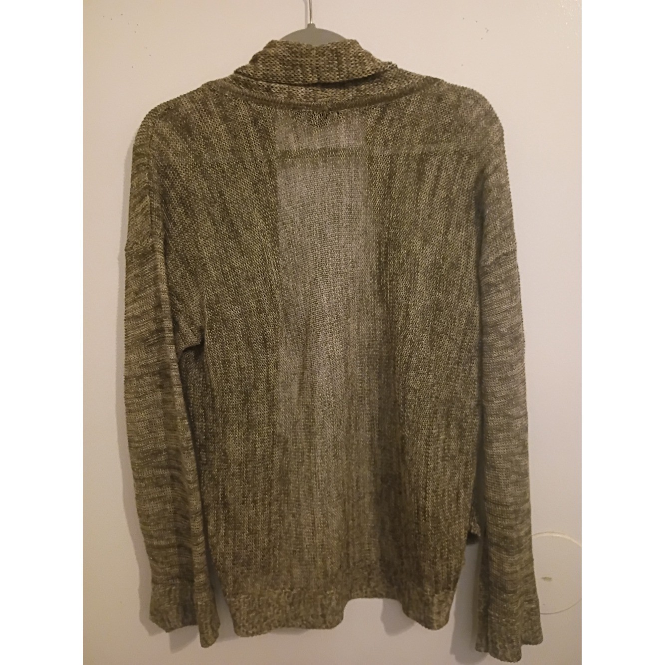 Christopher Fischer Open-Front Knit Cardigan Sweater – Olive Brown Linen Sz L