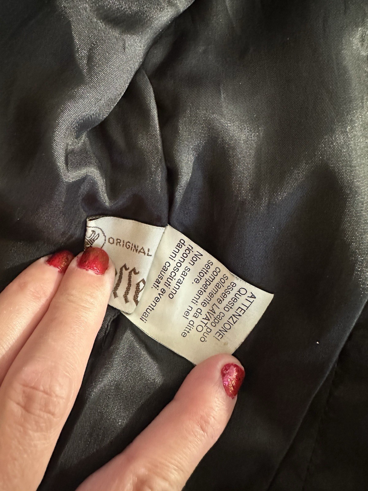 GAB Vintage Italian Black Leather Belted Jacket -Very Soft – 42 Firenze Italia