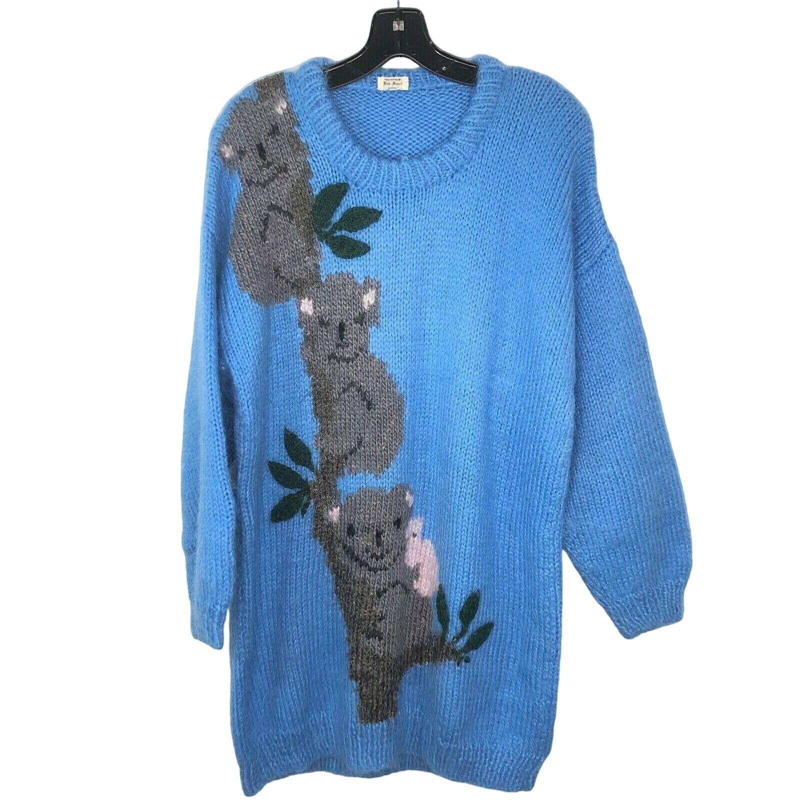 Vintage Koala Wool Sweater 80s Bett Smart Australia Hand Knit Long Pullover M-L