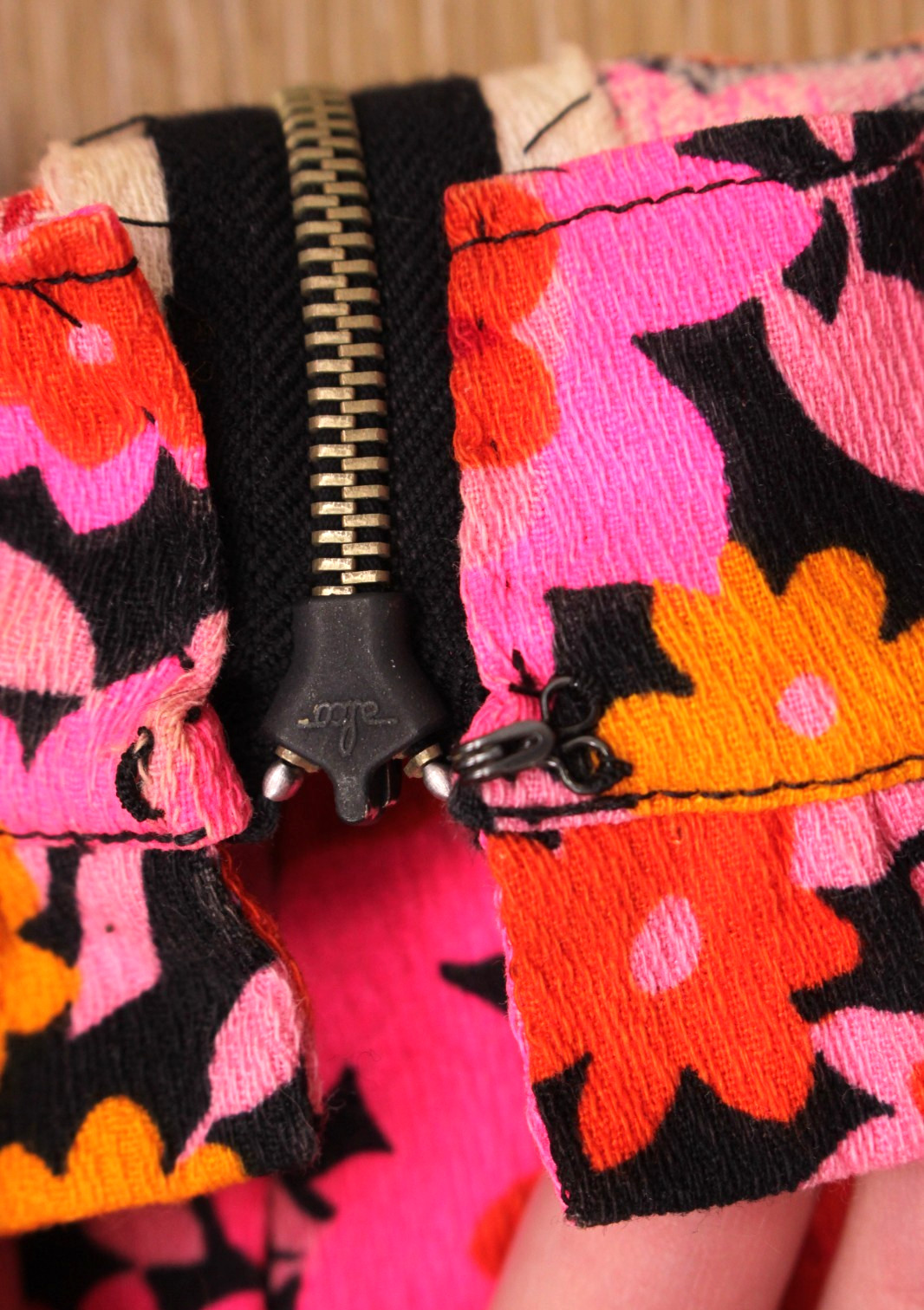 Vtg Women’s 60s Hot Pink & Orange Psychedelic Floral Maxi Dress XS/S 1960s