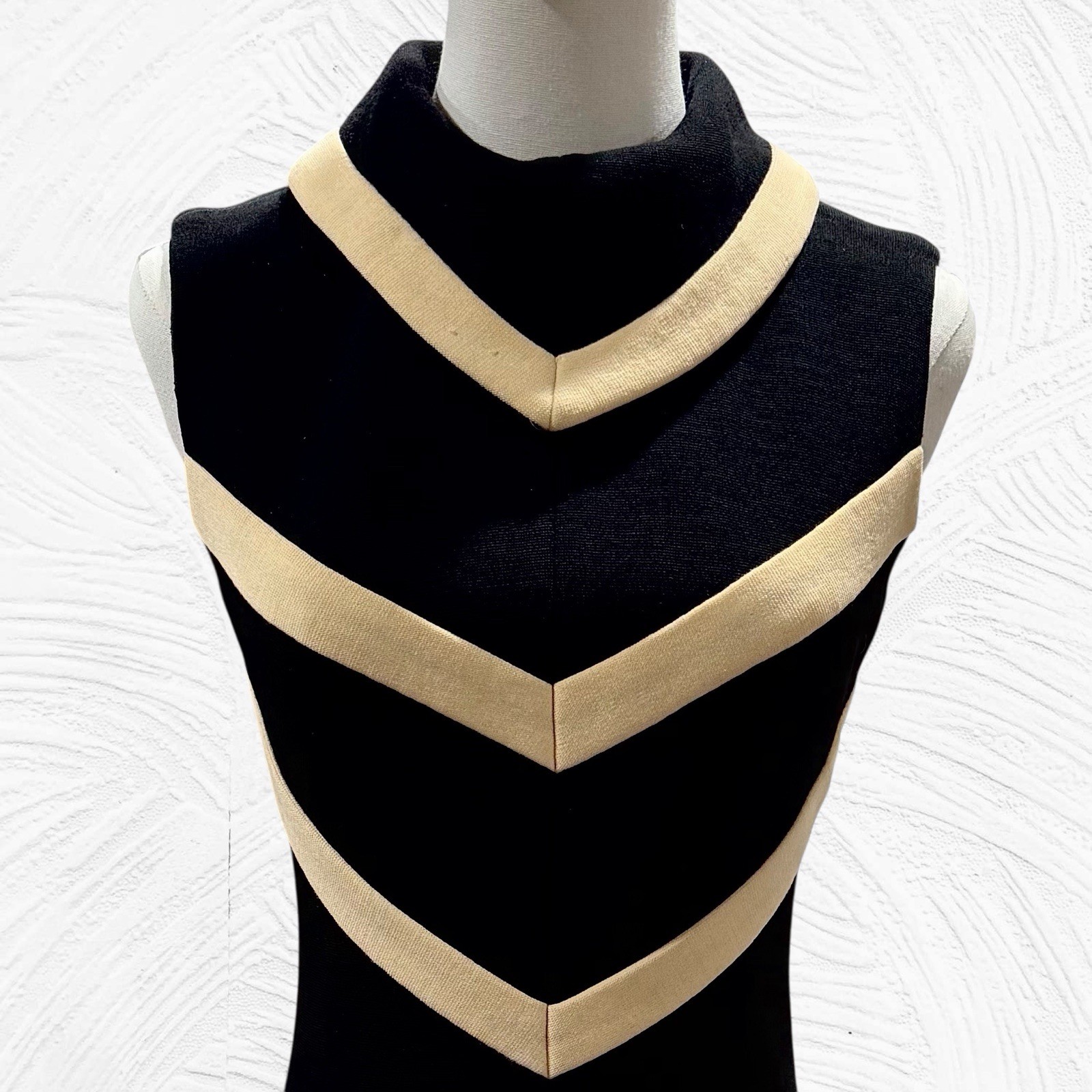 1960s LILLI ANN Knit Black Cream Chevron Dress W/Matching Jacket 2/4(read) *flaw