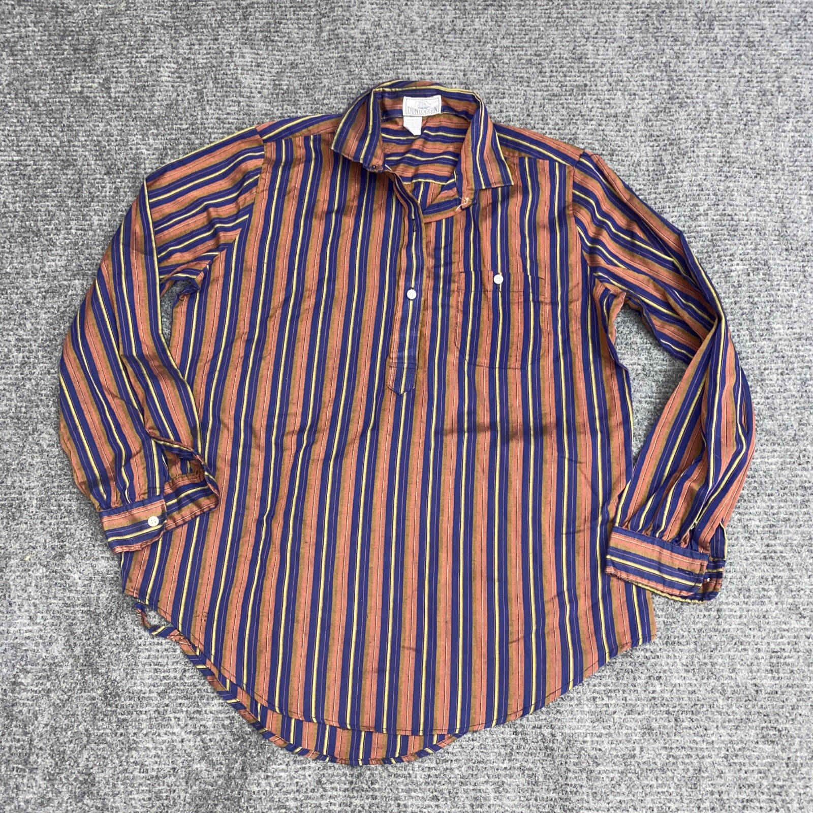 Vintage Dunloggin Stripe Lightweight Women’s Large Collar Preppy Dress Shirt