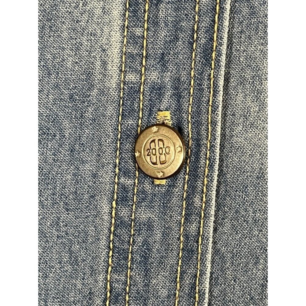 Vintage Denim Jean Shirt Dress Blue 12P Western Cowgirl Retro 90s Festival 80s