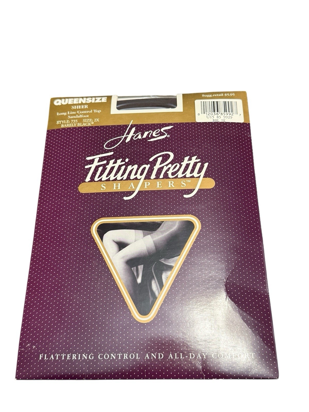 Hanes Fitting Pretty Shapers Pantyhose Queen Size 2X Style 735 BarelyBlack Sheer