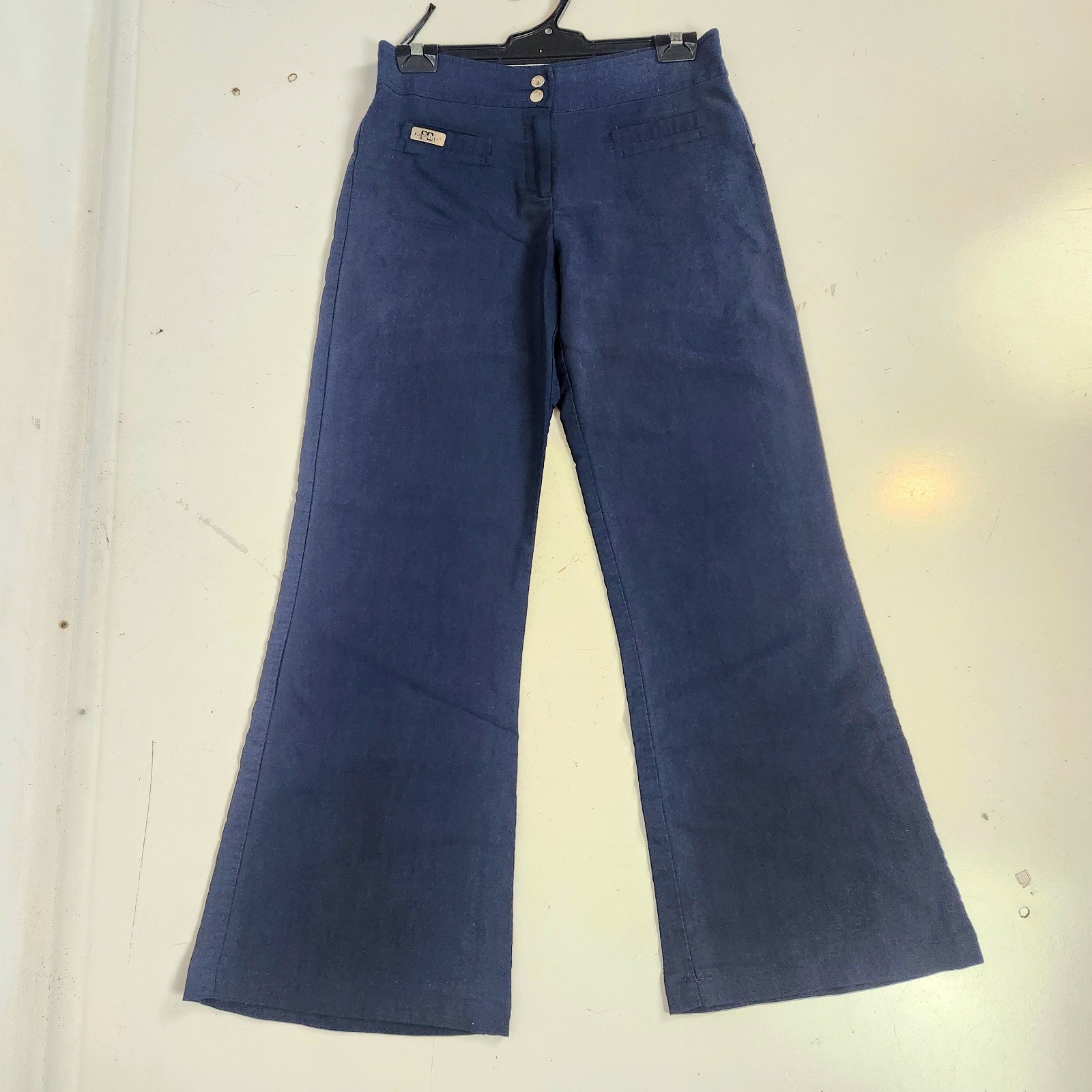 Face Off Y2K Flared Low Rise Blue Pants 10 Stretch Bell Bottoms Cyber punk Rave