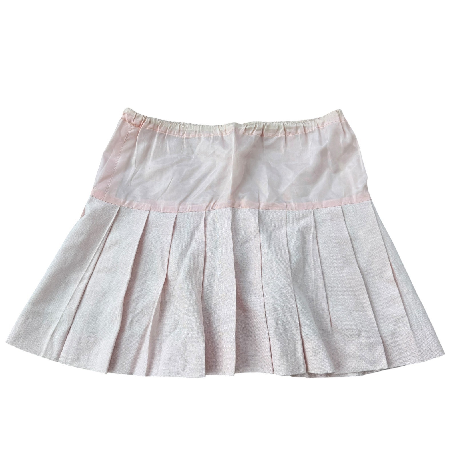 Vintage 60s 70s Pleated Tennis Mini Skirt Mod Pastel Baby Pink 16×17.5 medium