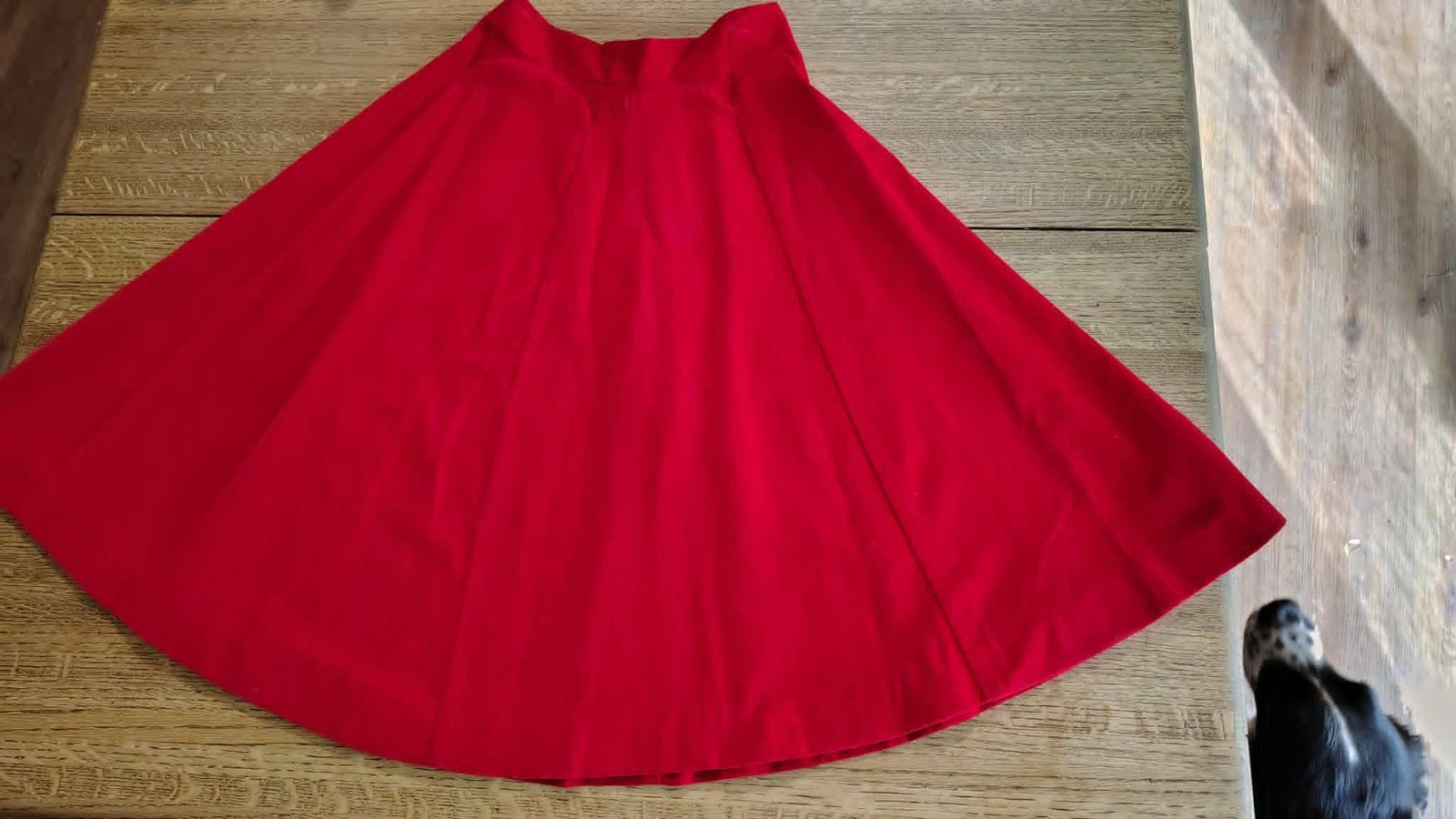 1950’s Vintage Lee Mar of California Red Velvet A-Line Skirt Zipper Button Back