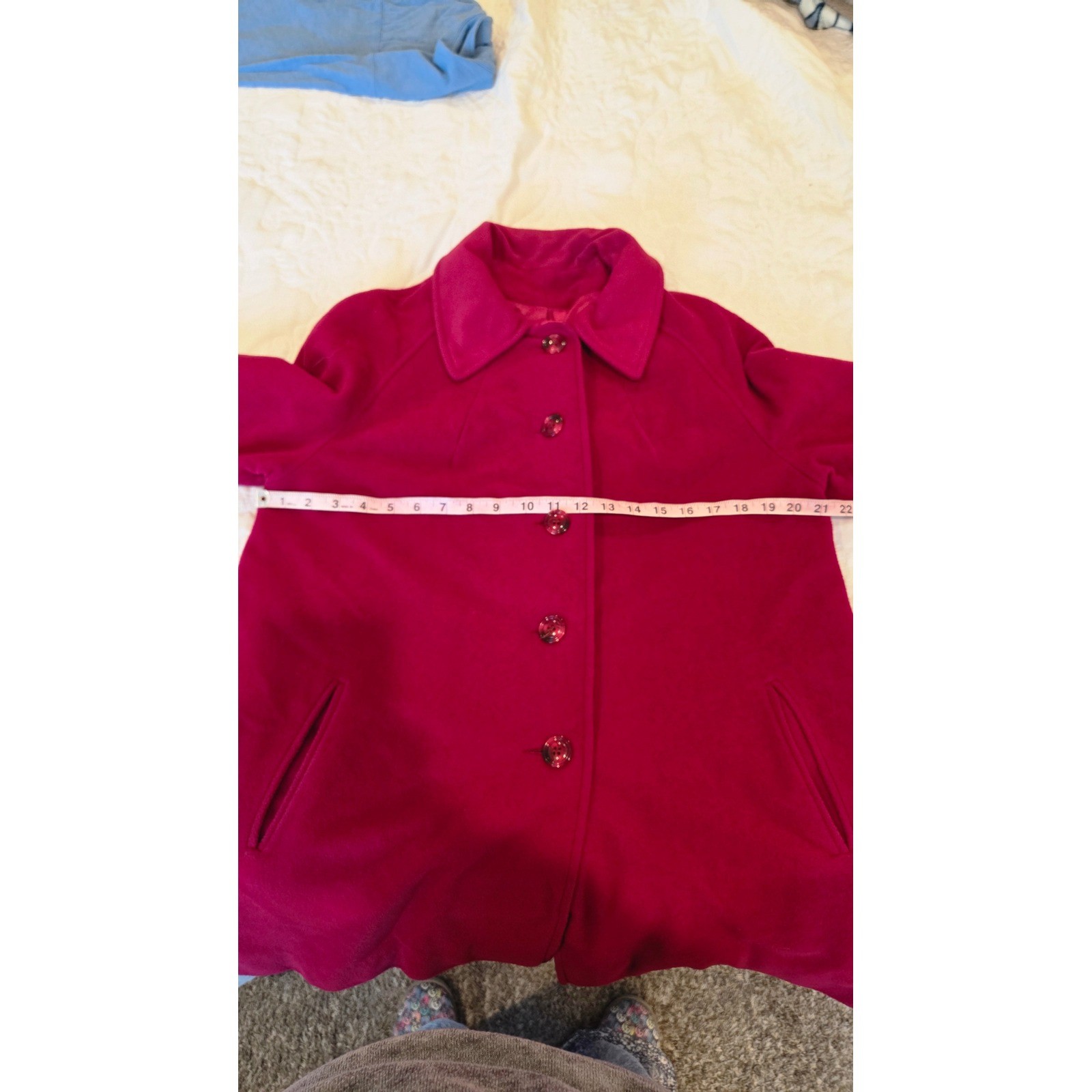 Vintage 1960s Wellington Fashions Kashmiracle Pink Red Button Front Coat ILGWU
