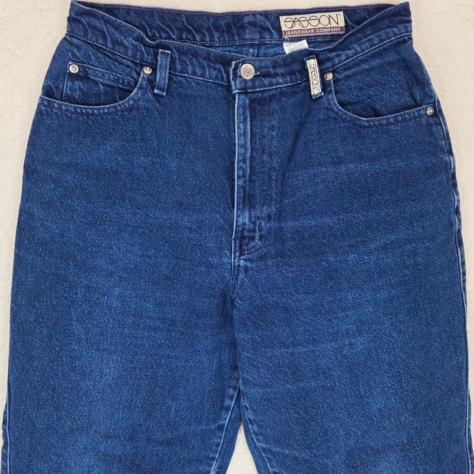 Sasson Mom Jeans Womens 30 Dark Blue High Waisted Tapered Leg Vintage 90s Cotton