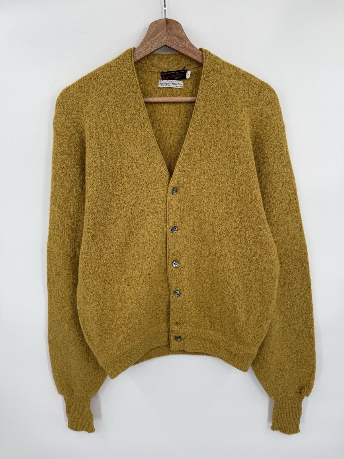 Vintage 60s Cardigan Sweater Kurt Cobain Size XL Beige Alpaca Wool V Neck Grunge
