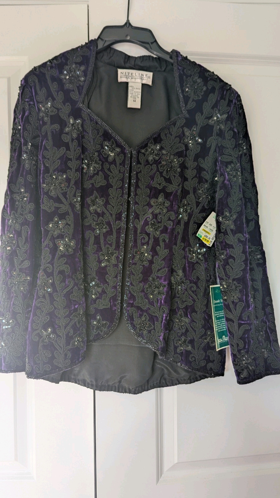 Vintage Niteline Della Roufogali Purple and Black Beaded Jacket Medium NWT