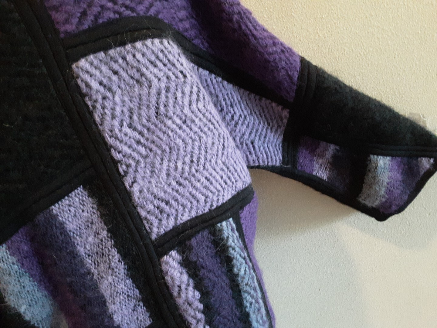 ITALIAN BOHO VTG MOHAIR COAT Color Block Purple Unstructured Sz M-L PERFECT!