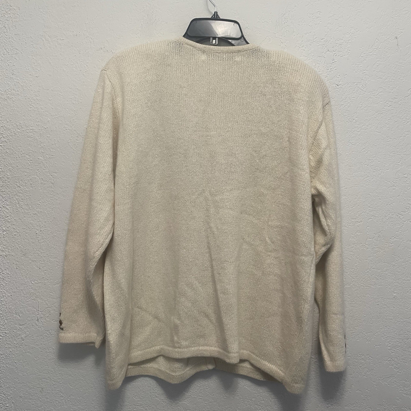 vintage Karen Scott Evening cream cardigan gold beaded Size 1X Silk Blend