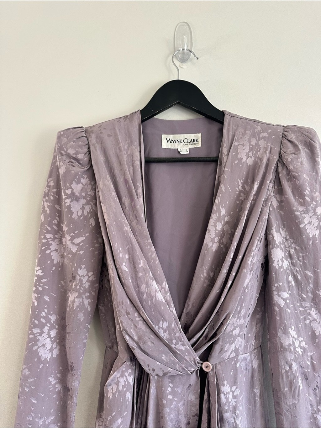 Wayne Clark Vintage Silk Draped Wrap Dress Size US 2 CDN 4 Light Purple