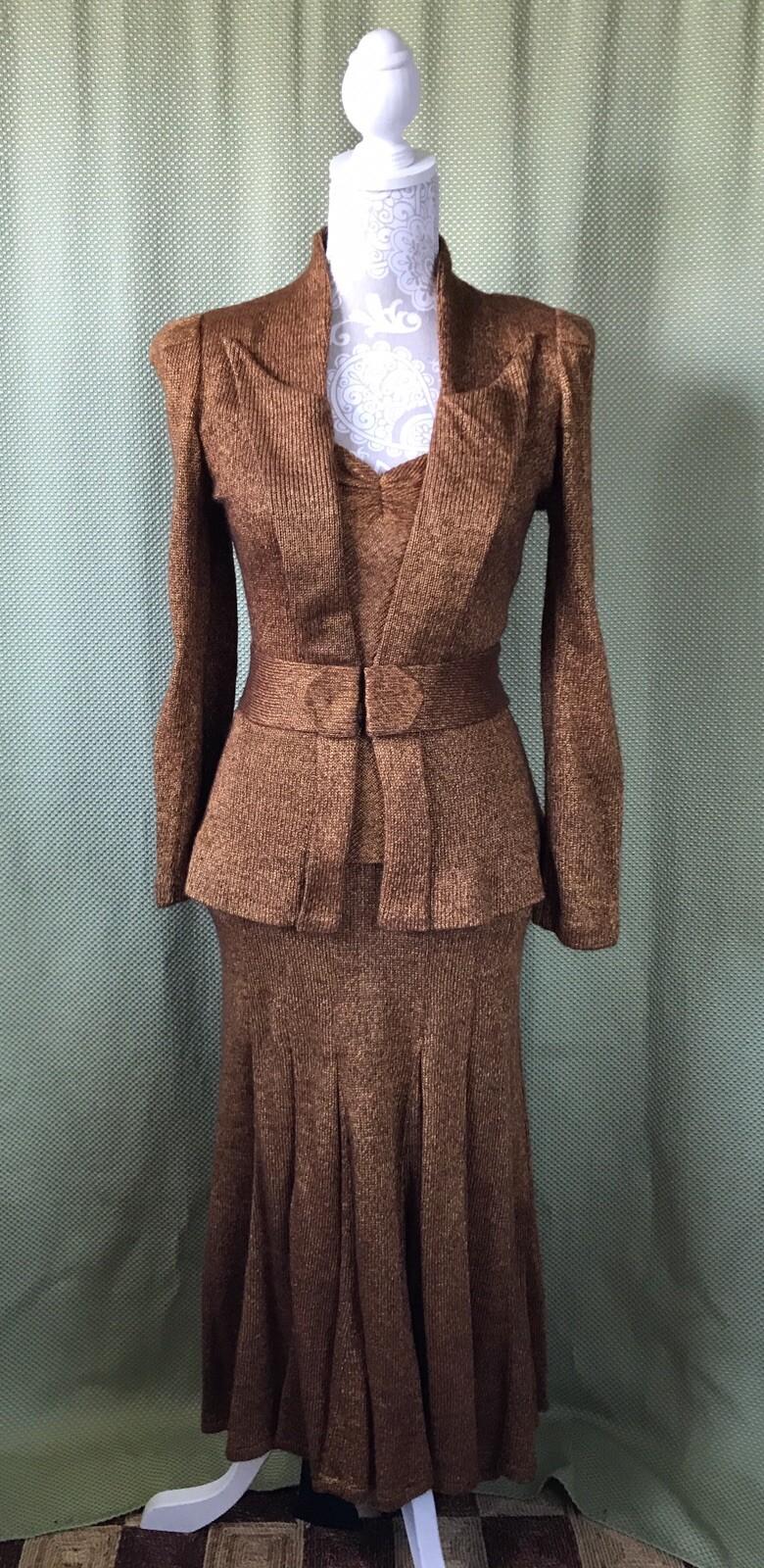 🇬🇧80s Carnaby St. COSTUME Diana Leslie Animal Rainbow 5 pieces CHIC Ensemble