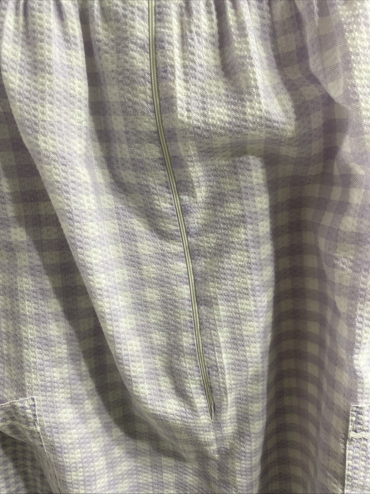 2 Vtg 80s Granada USA Checked Gingham Ric-Rack Trimmed Housedress Pockets Zip