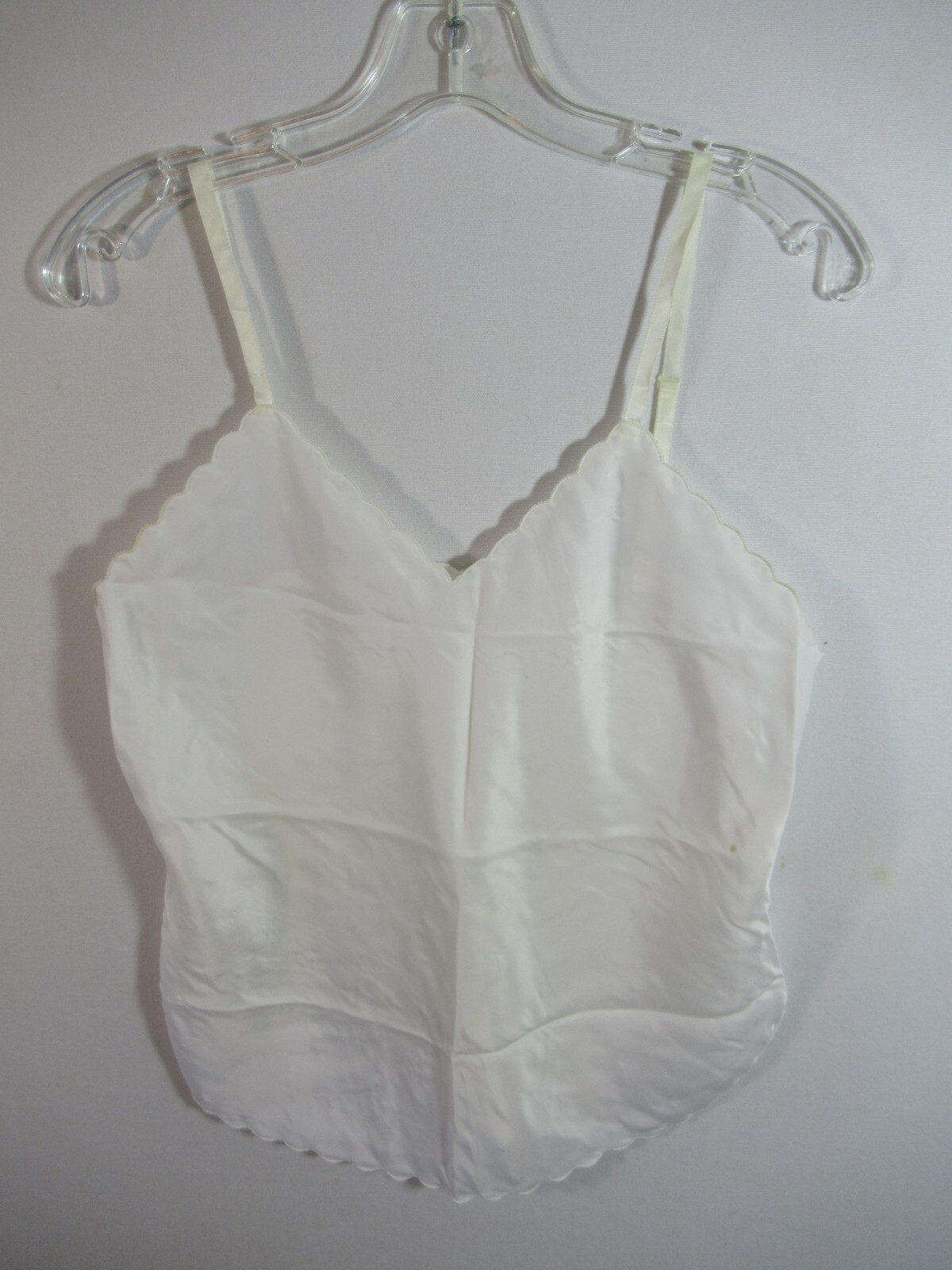 Vintage Scalloped Satin Camisole Women White Legends