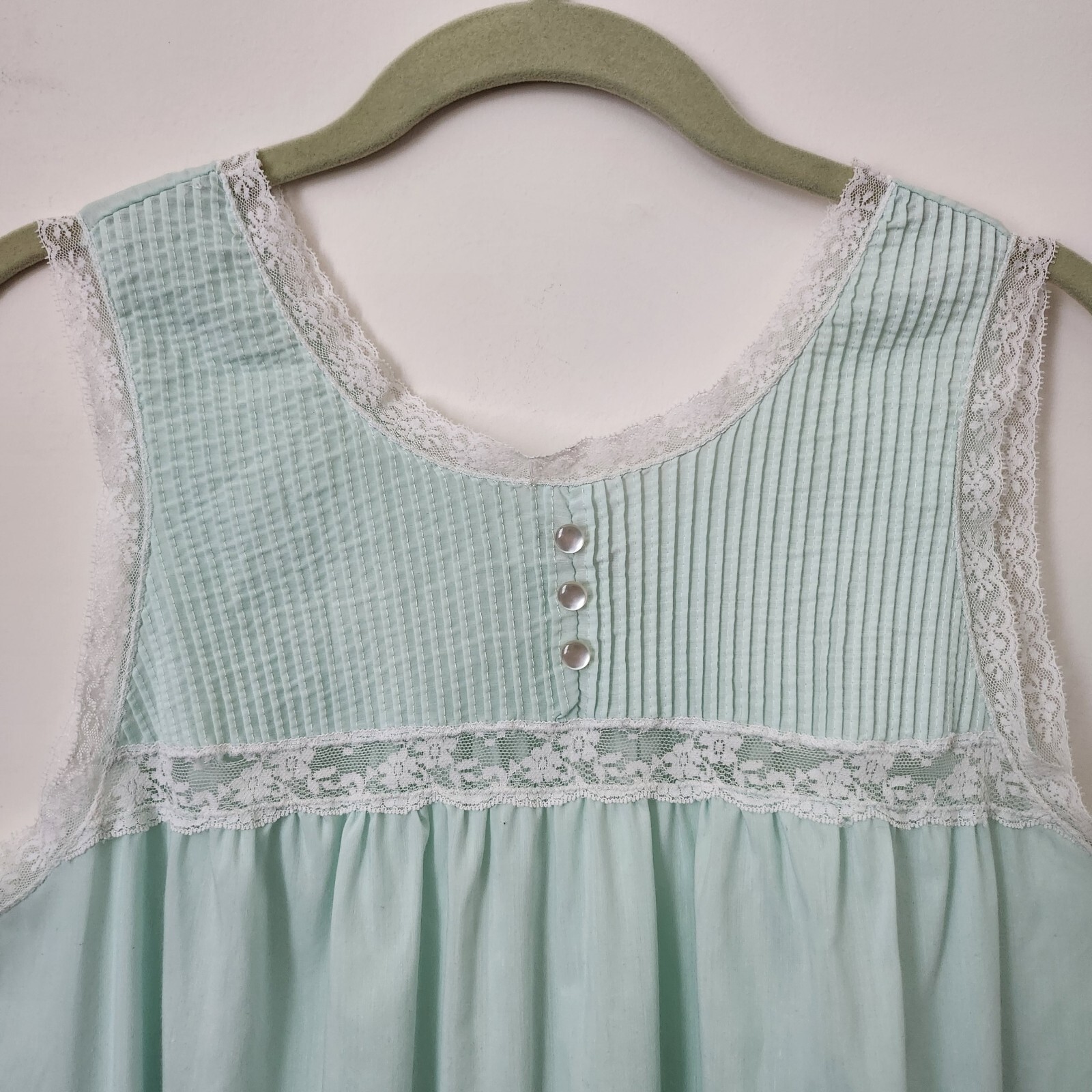 Vintage Barbizon Aqua Green Laced 2pc Robe & Sleeveless Nightgowns S/M