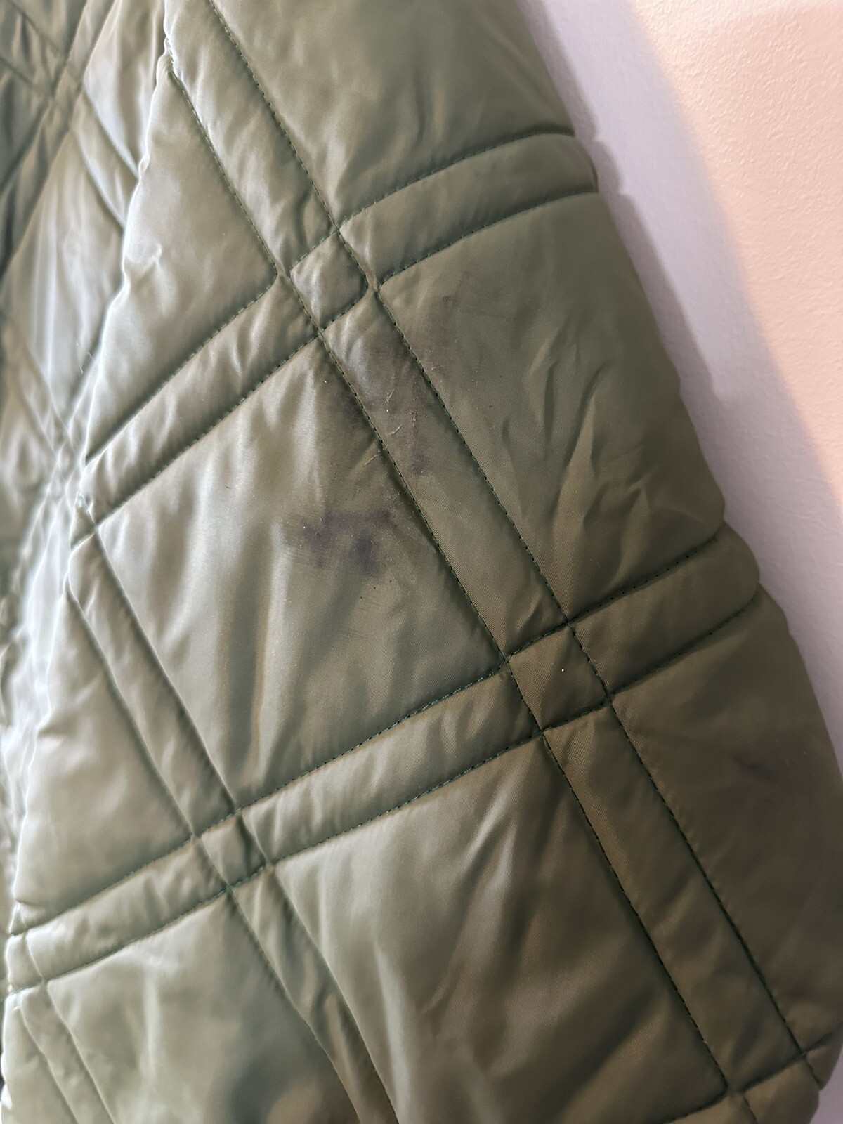 1960s JCPenny Quilted Bomber Chore Coat Olive Green Vintage XL Extra Tall