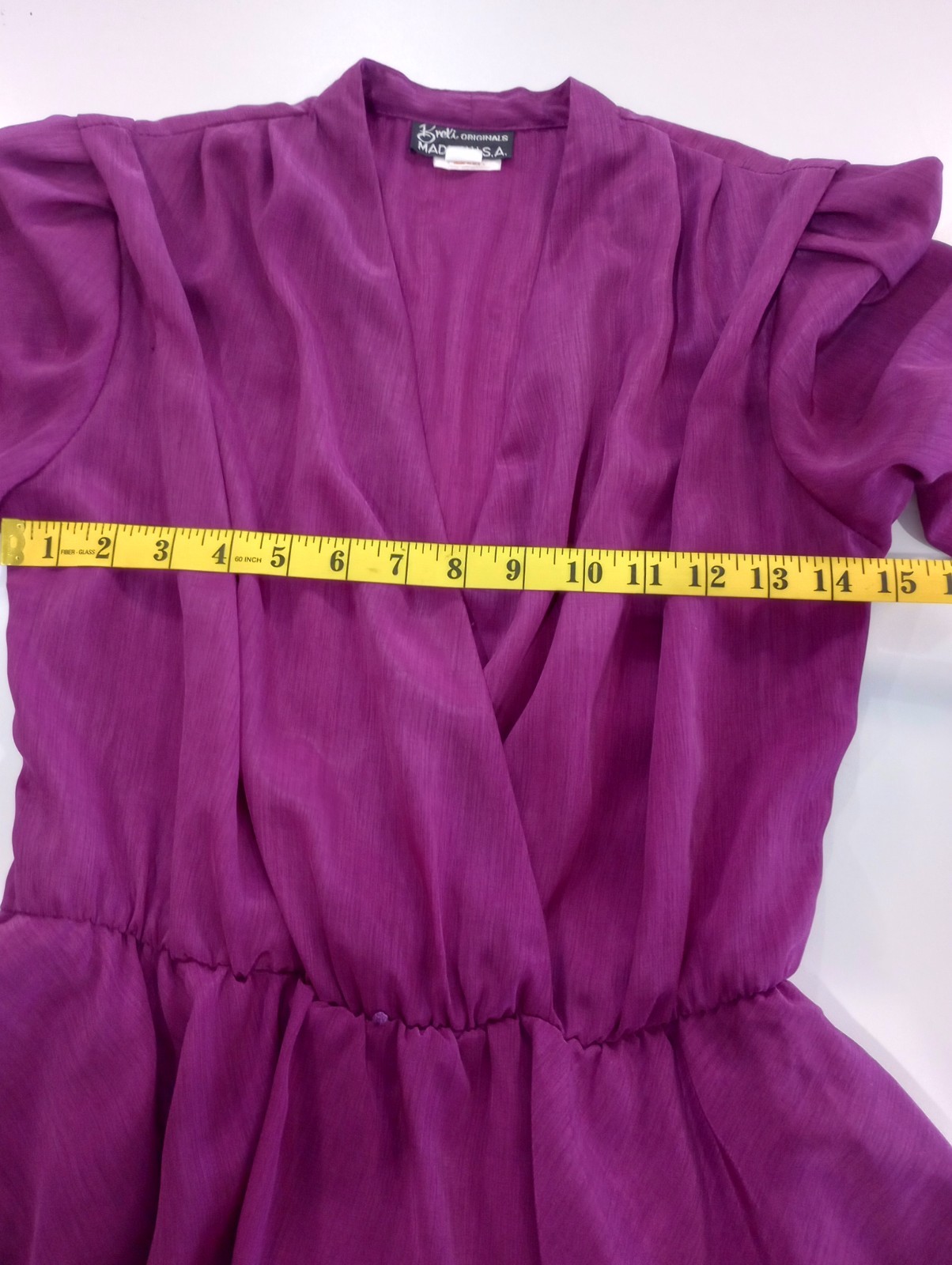 Vtg Breli Originals Women’s 10 Midi Dress Maroon 3/4 Sleeve Low Cut V Neck Slit