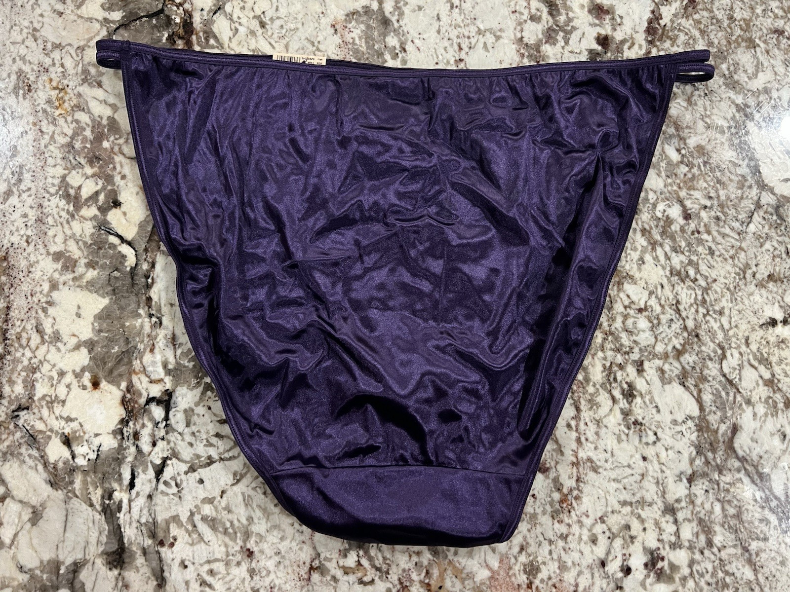 Vintage 90s CACIQUE Plus Size 26/28 Shiny Purple Satin String Bikini Panties NWT