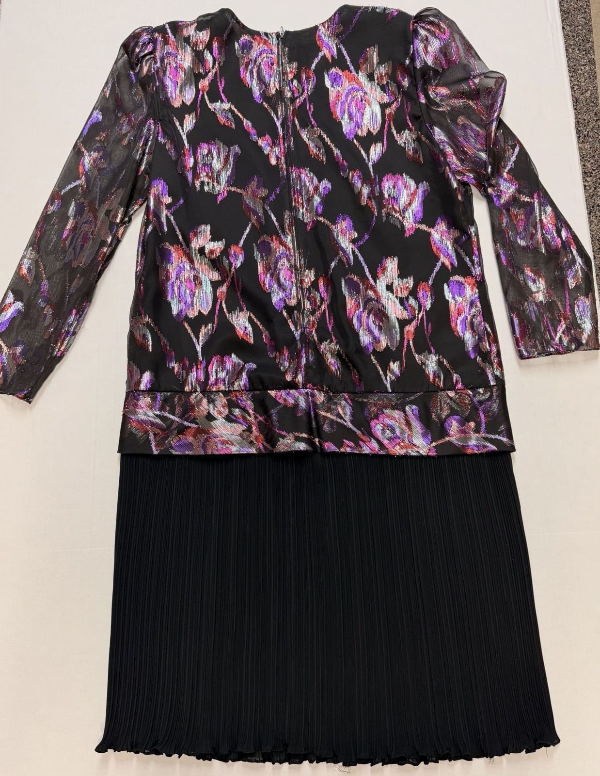 VINTAGE Patra Lurex Sparkly Crinkle Black Flapper Style Party Dress Size: 14