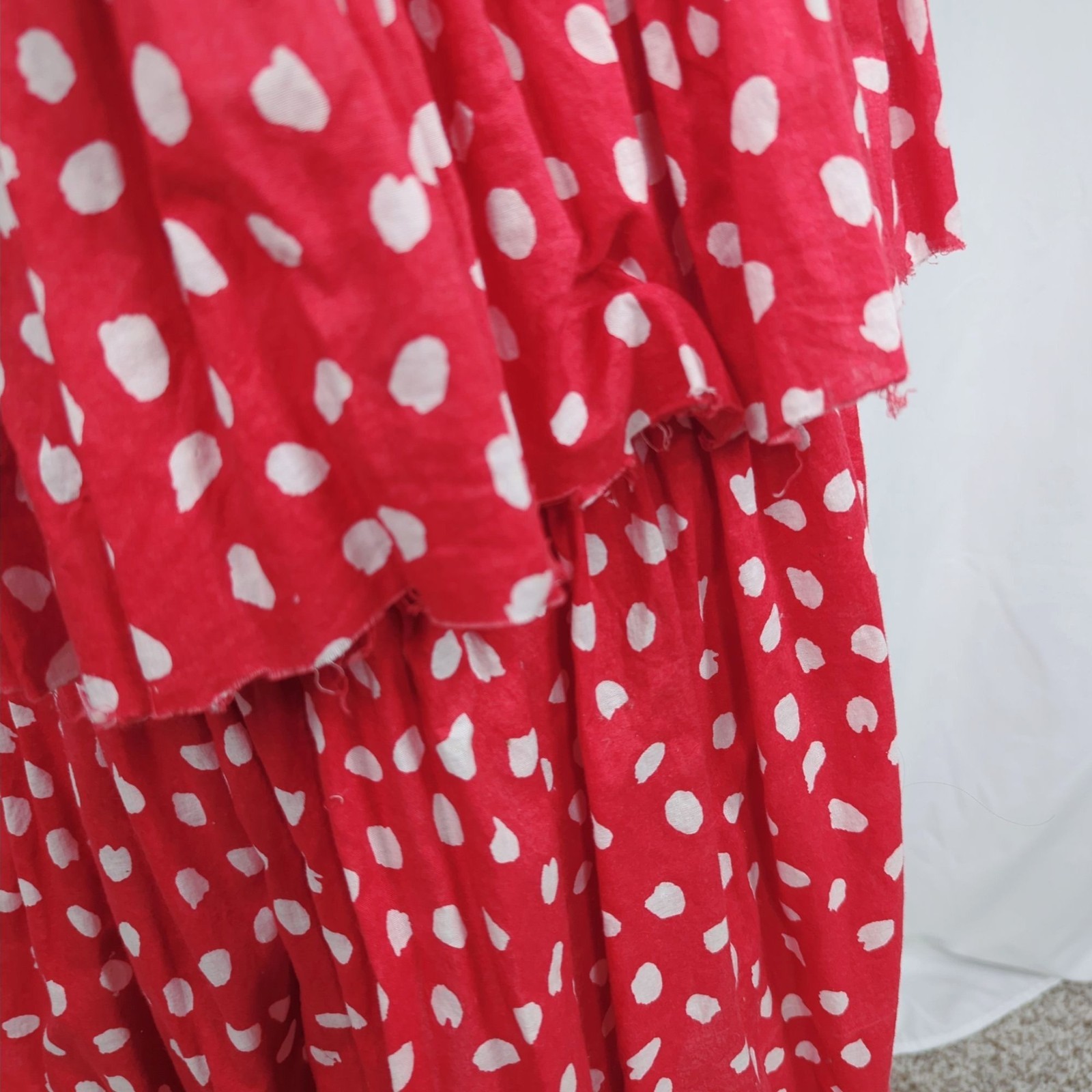 Vintage 70s Stanley Sherman Dress Medium Red Flamenco Polka Dot