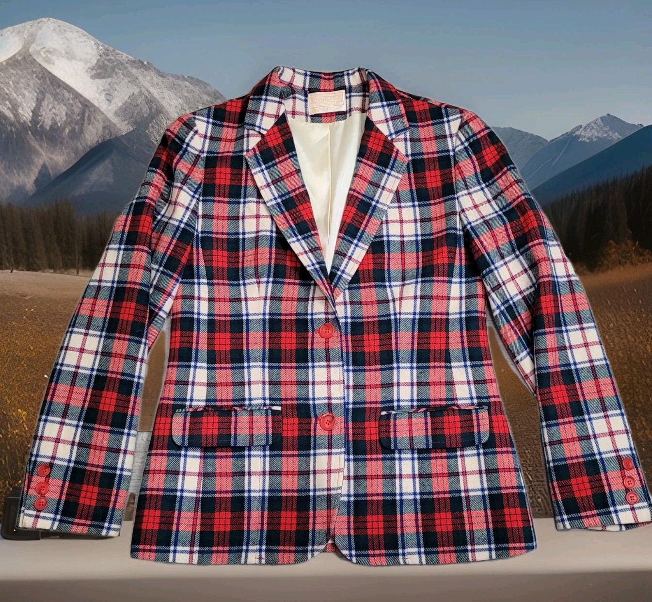 🐑Vintage Pendleton Blazer Women’s 8 Wool Tartan Plaid Lined Made in USA 70-80’s
