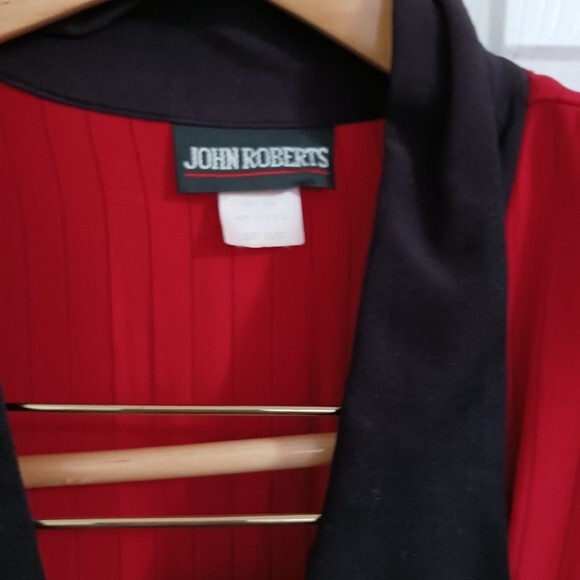 Vintage 1980’s Dress John Roberts Red Dress Med Pleated Pin Stripe Belt