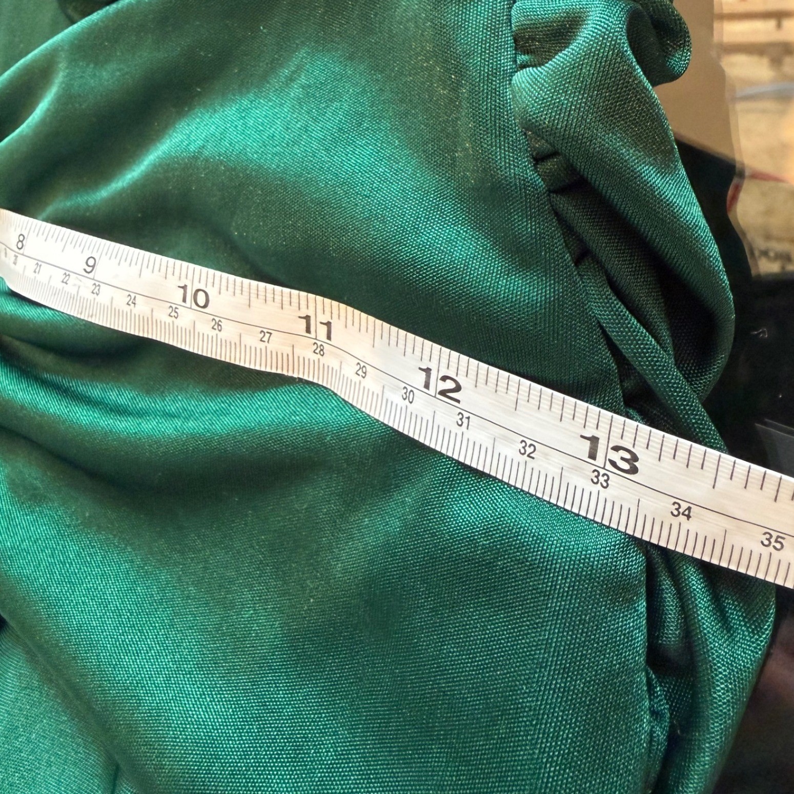 VTG Filigree Ltd Emerald Green Ruched V-Neck Midi Dress 80s Made in USA Size 8