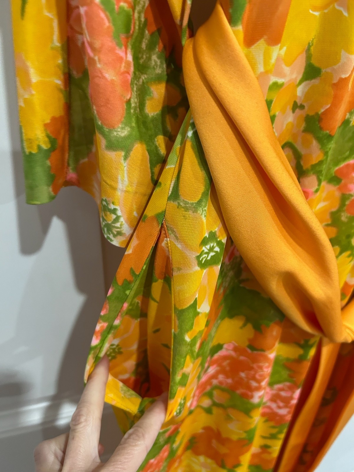 Vintage At Home Wear Van Raalte Sash Belt Floral Maxi Dress Size Medium Boho