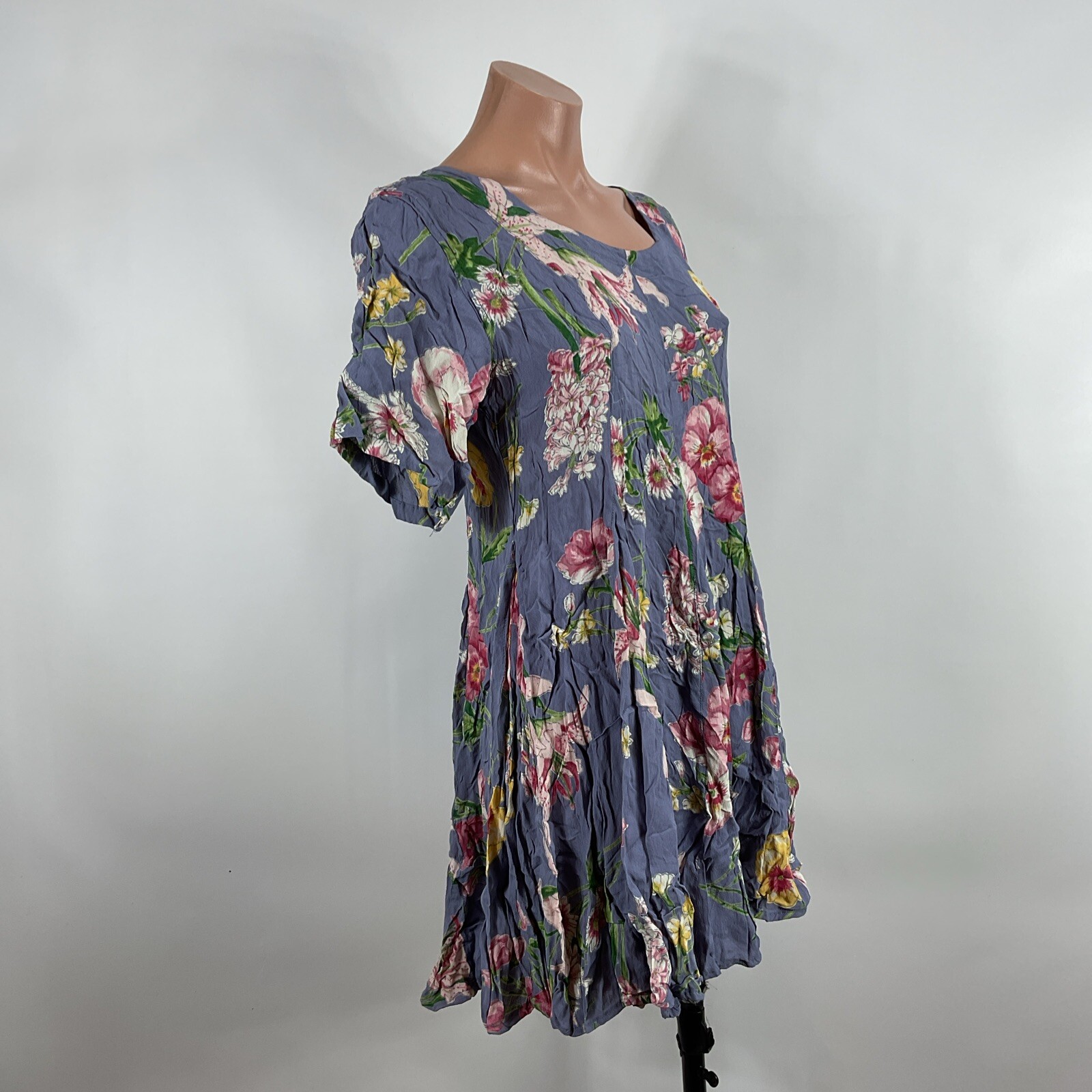 Romantic Skater Dress 90s Full Skirt Floral Starina Rayon Cottagecore Prairie
