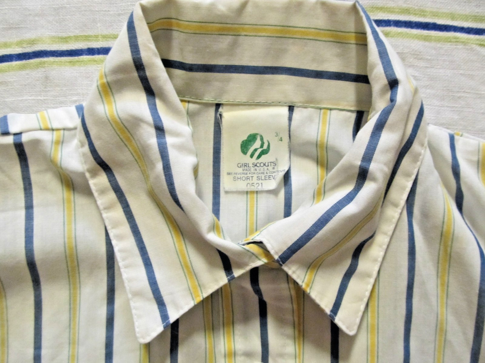 Vintage Girl Scouts of America short sleeve yellow, blue & green top size 3/4