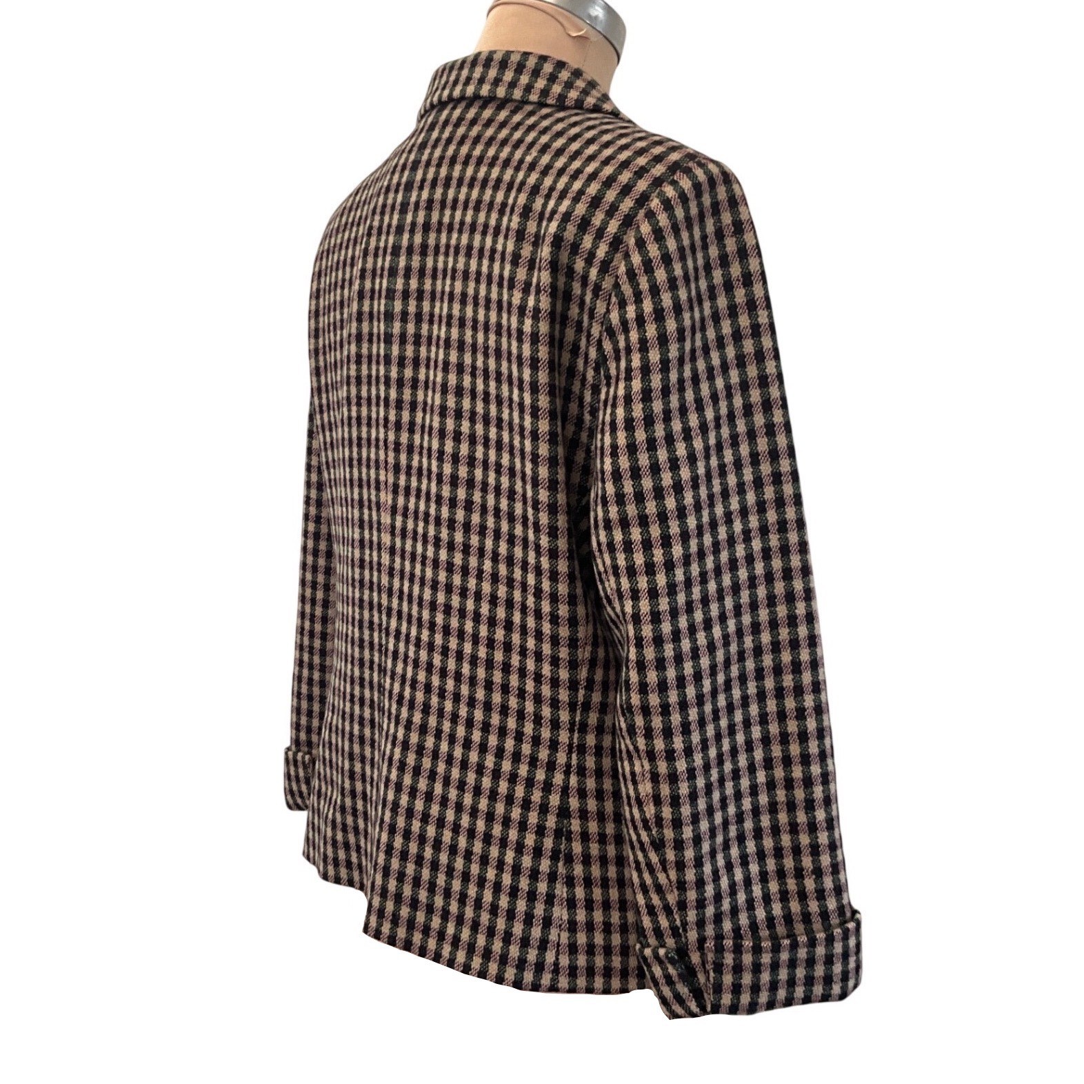 Giorgio Armani Le Collezioni Vintage Wool Plaid Cropped Blazer Women 12 Italy