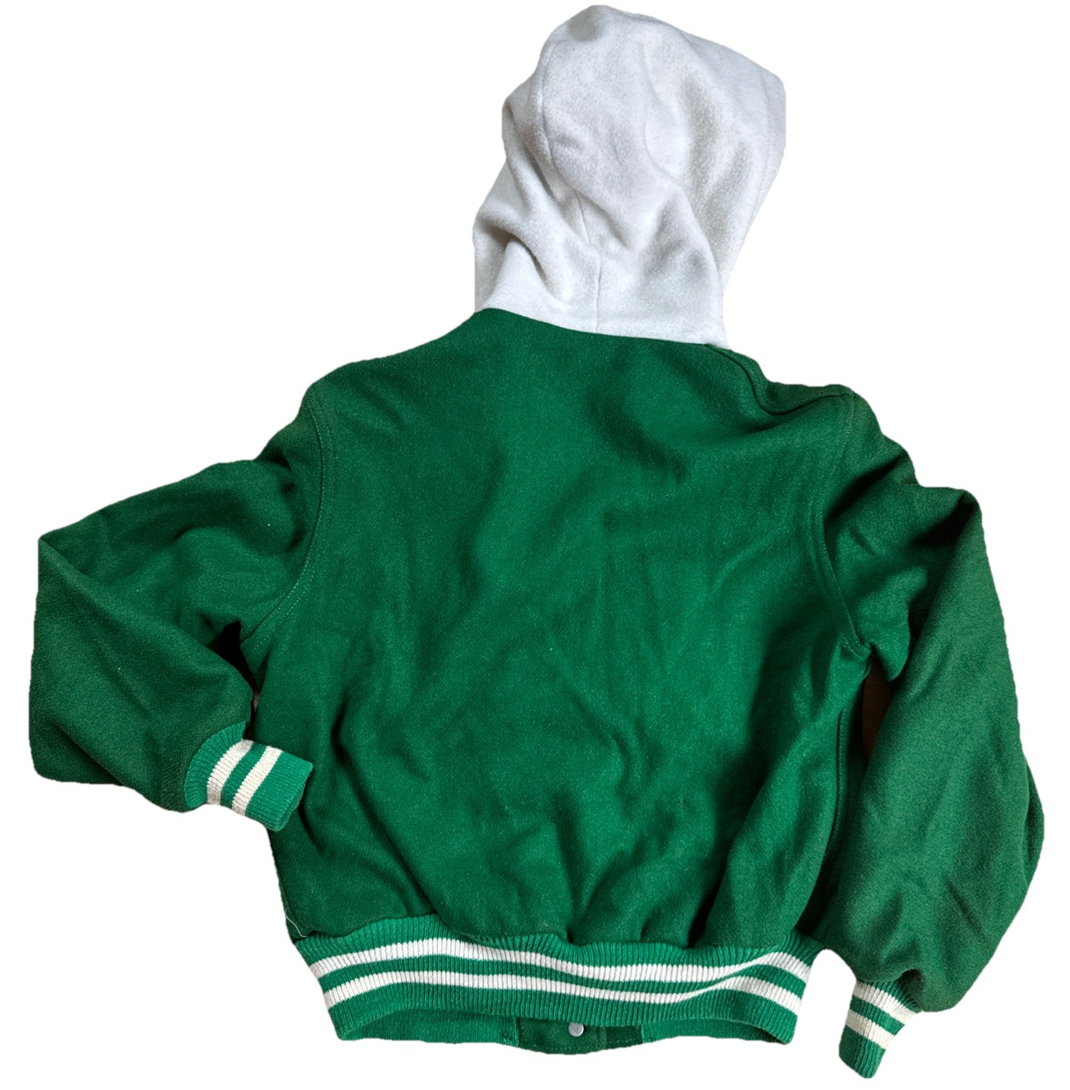 Vintage Butwin Varsity Wool Jacket Green USA Made Women’s 12 Hood Xs/S Button