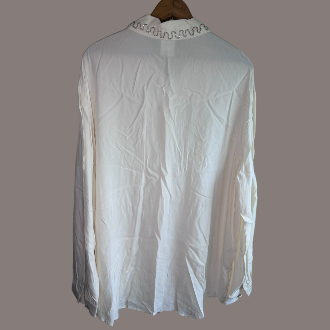 Vintage 90s CL Carole Little Beaded Collar Blouse